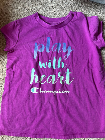 Champion Play with heart purple shirt 6T/6X