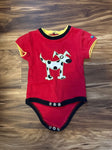 Unknown Red onesie w black and white spotted dog 0-3 Months